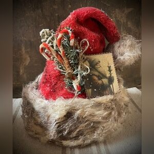 Primitive Rustic Grungy Santa Hat~ Handmade